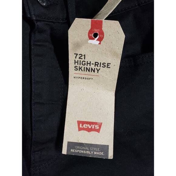 Levis 721 Jeans Size 4 Womens Black Pants Stretch Denim High Rise Skinny NWT - Picture 4 of 16